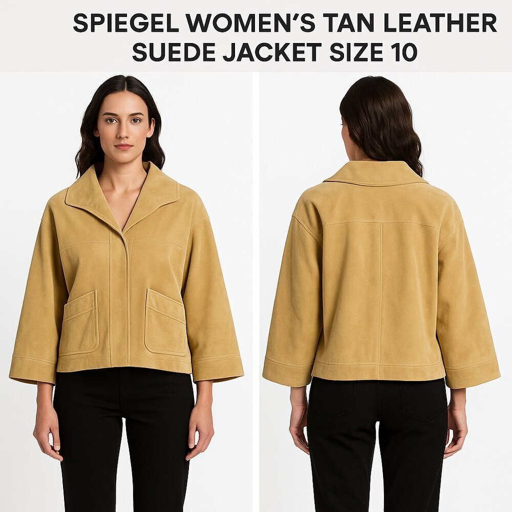 SPIEGEL WOMEN'S TAN LEATHER SUEDE JACKET SIZE 10
